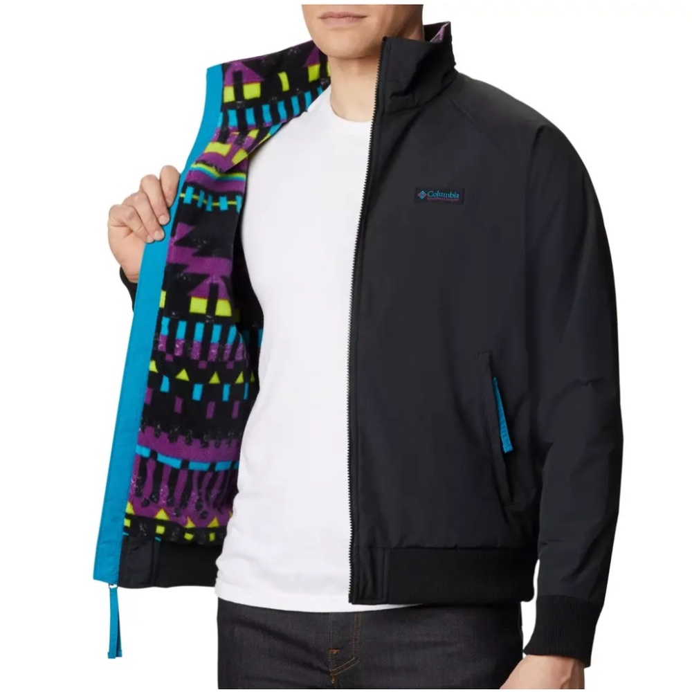 Columbia Falmouth Vintage Jacket Men’s Medium 80s Style Fleece Lined Black